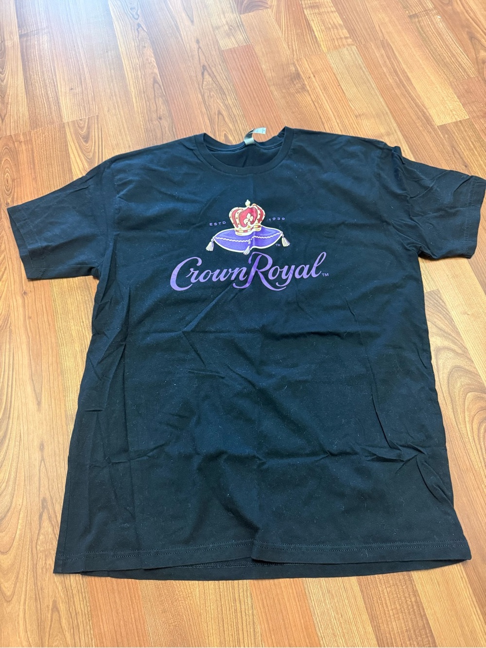 Black Crewneck Tee with Visible Tag